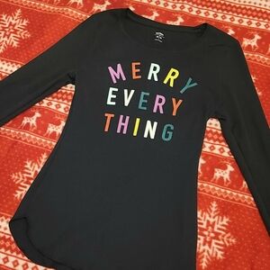 Old Navy Holiday thermal shirt pajama top size M long-sleeve "Merry Everything"